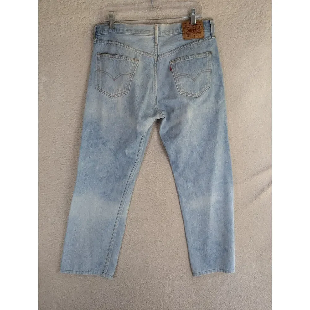 Vintage Levis 501 Jeans Mens 36x30 FITS 34x27 Blue Button Fly Straight Light